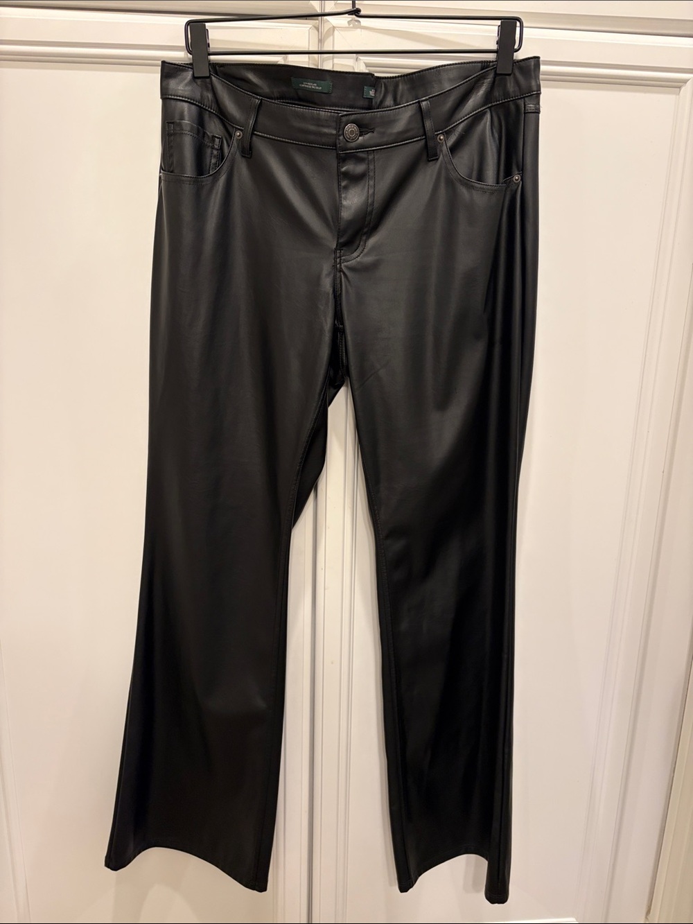 wild fable Black Faux Leather Wide-Leg Jeans